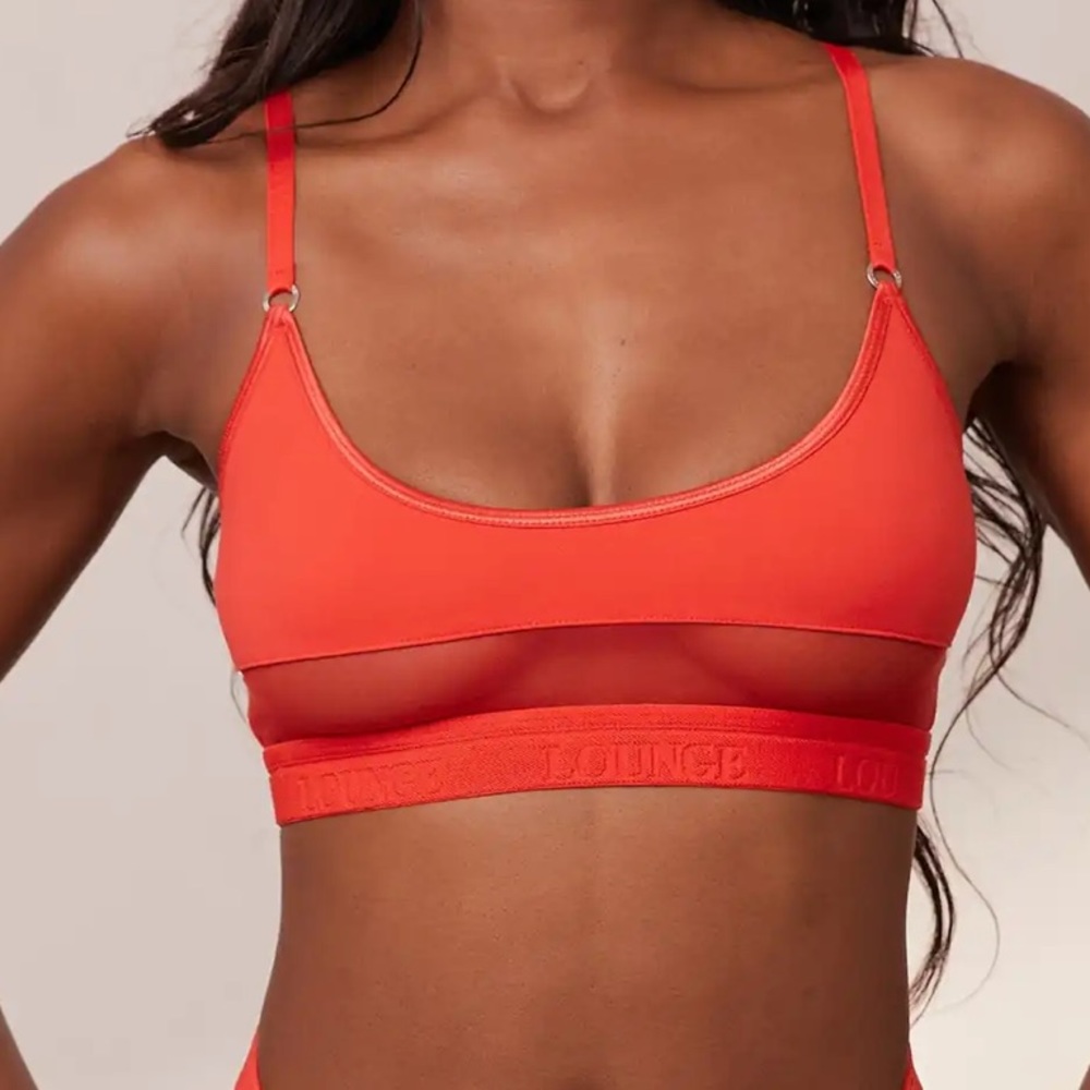 Women’s Lounge Mesh Red Bra -Size L